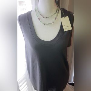 NEW A NEW DAY WOMEN’s Gray Ribbed Super stretchy Swoop neck tank Top size XXL